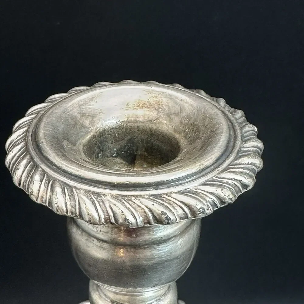 Antique European Pewter Candlestick 11” Heavy Candle Holder Table Centerpiece